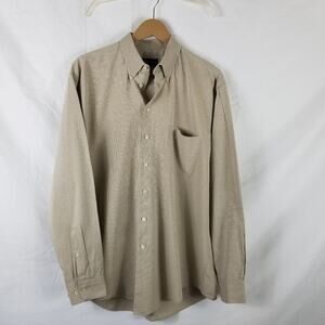 Perry Elis Portfolio Travel Luxe Cream Tan Super Soft Button Down Shirt 16.5